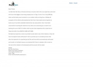 Beware Of &Ocirc;Barrister Ben Bruce&Otilde; Spam Email